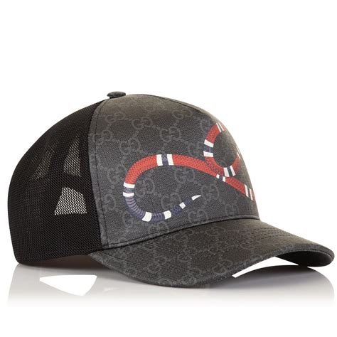 gucci gg supreme and kingsnake-print mesh cap|Gucci Kingsnake print GG Supreme baseball hat.